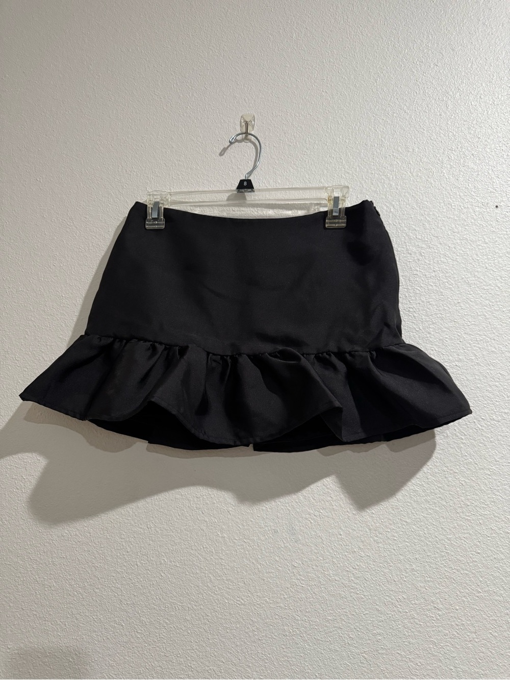 Black Ruffle Hem Mini Skort